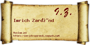 Imrich Zaránd névjegykártya